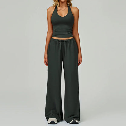 Conjunto de gimnasio amarillo para Yoga, ropa de 2 piezas para mujer, trajes de entrenamiento, ropa deportiva para Fitness,