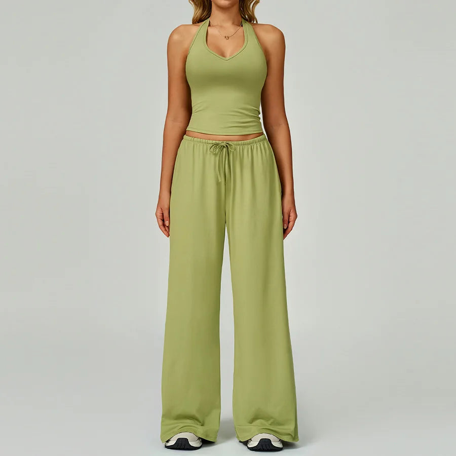 Conjunto de gimnasio amarillo para Yoga, ropa de 2 piezas para mujer, trajes de entrenamiento, ropa deportiva para Fitness,