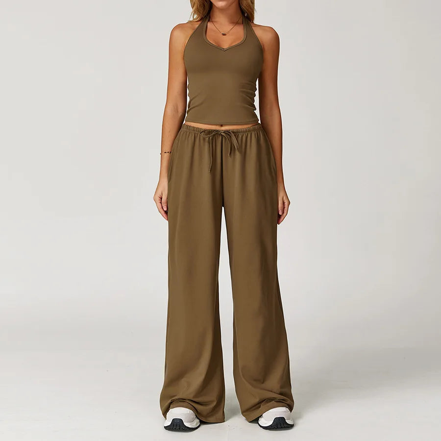 Conjunto de gimnasio amarillo para Yoga, ropa de 2 piezas para mujer, trajes de entrenamiento, ropa deportiva para Fitness,