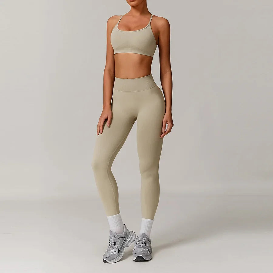 2PCS Yoga Seamless Set Sexy Gym Clothes Sportswear Yoga Suits For Women's Tracksuit Fitness Set Tracksuits Sports Yoga Bra Gym