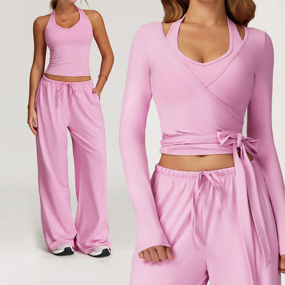 Conjunto de gimnasio amarillo para Yoga, ropa de 2 piezas para mujer, trajes de entrenamiento, ropa deportiva para Fitness,