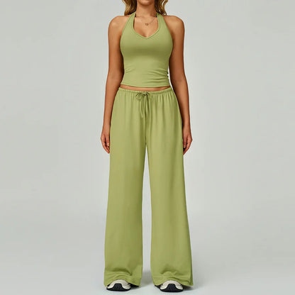 Conjunto de gimnasio amarillo para Yoga, ropa de 2 piezas para mujer, trajes de entrenamiento, ropa deportiva para Fitness,