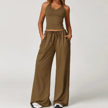 Conjunto de gimnasio amarillo para Yoga, ropa de 2 piezas para mujer, trajes de entrenamiento, ropa deportiva para Fitness,